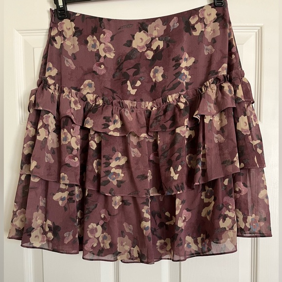 Lauren Ralph Lauren Floral Crinkle Georgette Mini Skirt Purple Size 6 - Picture 2 of 8